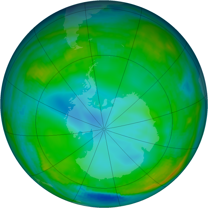 Antarctic ozone map for 07 July 1999